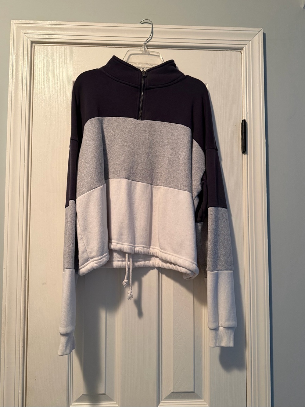 American Eagle Women's Half-Zip Pullover Sweatshirt - Black, Gray & White